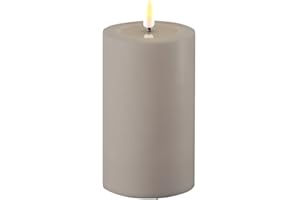 ‎REWU ReWu LED Kerze Deluxe Homeart, Outdoor LED Kerze (Kunststoff – Kein Echtwachs) mit realistischer Flamme, warmweißes Licht, Hitzebeständig für den Aussenbereich– (Grau)