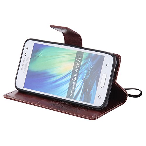 Nancen Tasche Hülle für,Samsung Galaxy A3(2015) Hülle,Samsung Galaxy A3(2015) / SM-A300F (4,5 Zoll) Leder Wallet Tasche Brieftasche Schutzhülle, Nancen Prägung Sonnenblume Muster PU Leder Handytasche im Bookstyle Stand Funktion Kartenfächer Magnet Etui Schale - 7