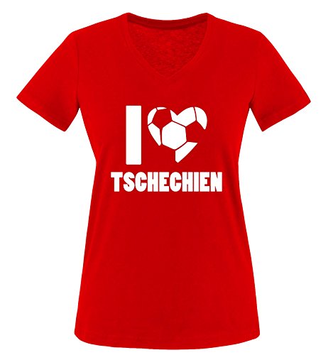 I Love Tschechien – Damen V-Neck T-Shirt – Rot/Weiss Gr. XXL
