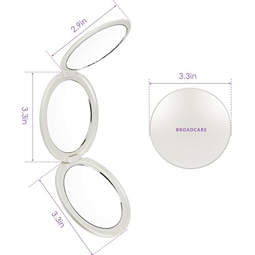 BROADCARE Make Up Spiegel klappbar Kompaktspiegel Tragbar Vergrößerungsspiegel (1 x, 2 x, 5 x) - 2