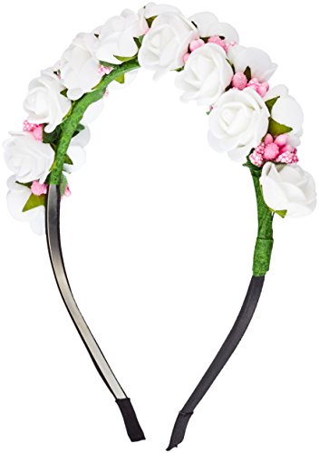 Katara weiß Blumen Boho Blumenstirnband Garland Festival Hochzeit Braut Haarband Kopfband Kranz, 1er Pack (1 x 1 Stück)