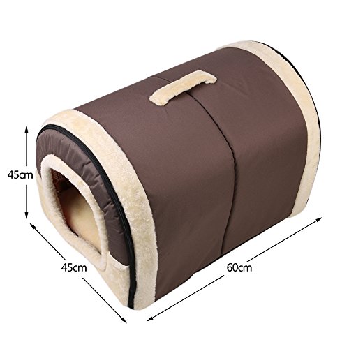 Nido di animale con divano letto,ANCOZ pieghevole antisdrucciolevole casa del cane del cane ed inverno morbido materasso accogliente 4 formato di stile 3 (L, marrone)