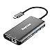 Produktbild USB C Hub, RayCue 8 in 1 USB Type C to HDMI & VGA Hub with RJ45 Gigabit Ethernet Port, 2 USB3.0 Ports, SD Card Reader, 3.5mm Aduio Output&Power Delivery Port for Mac-Book, Dell, HP (Purple)