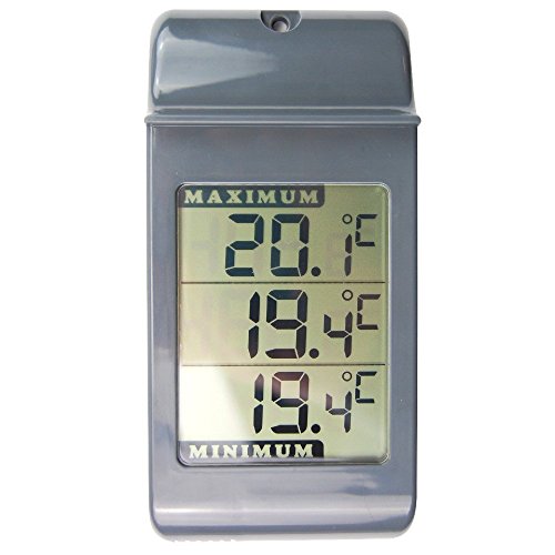 Große Digital max min Thermometer in grau – Indoor Outdoor Garten Gewächshaus mauer
