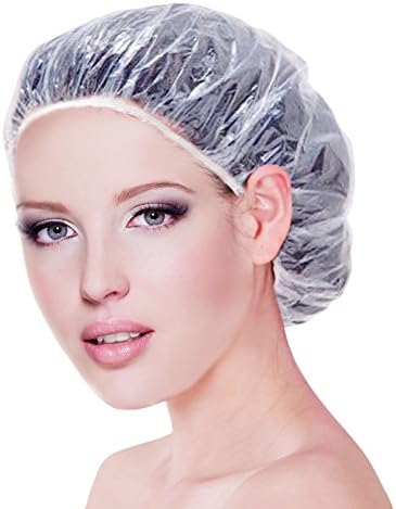 JTDEAL 100PCS Shower Caps Disposable Thick Transparent Bathtub Shower Cap Elastic Bathing Hair Caps Use for Bathrooms SPA Household Hotel and Hair Salon Plastic Shower Hair Cap