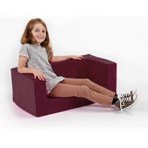 Children's Comfy Foam 2 Seater Mini Sofa in Purple. Soft, Colourful, Comfortable & Lightweight with a Removeable Cover
