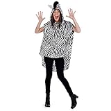 Zebra Poncho Kostüm Damen Party Fun Kostüm weiß schwarz - S