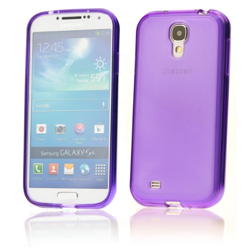Silikon Soft Samsung Galaxy S4 i9500 Blickdicht / Transparent TPU Hülle Cover Skin Case Schale Bumper Tasche Etui Schutz (Transparent Lila) - 2