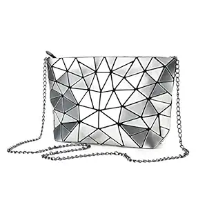 Geometric Sling Bag for Women (Silver)