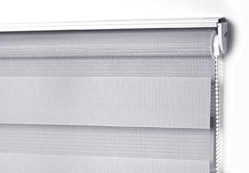 SHINY HOME® Doppelrollo DUO-Rollo Fensterrollo Verdunkelungsrollos Klemmfix für Fenster Ohne Bohren mit Klemmträger Lichtblick und Sonnenschutz 80x150cm (Grau) - 4