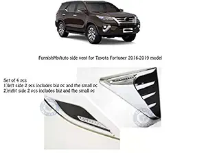 FurnishMyAutoTM Car Side Vent for Toyota Fortuner (Exterior Accessories Set of 4pcs, Black with Chrome)