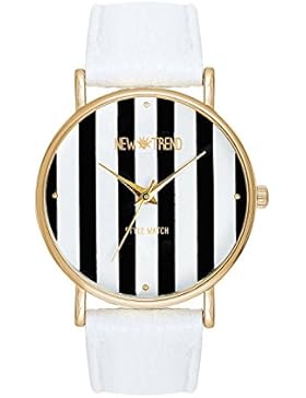 Damenuhr New Trend Platinum Streifen Streifenmuster Farbe Gold Schwarz Weiß Armbanduhr Blogger Uhr Anker Weltkarte...