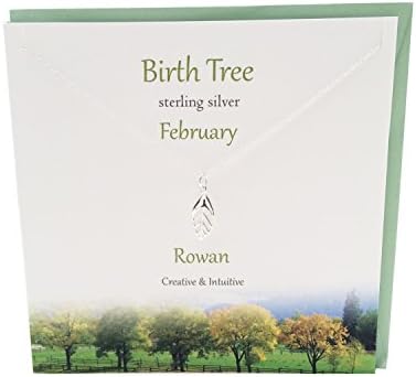 FEBRUARY Birthday Sterling Silver TREE Necklace In ROWAN Design Presented By Sterling Effectz