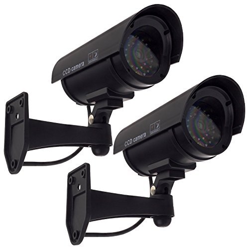 2x Smartfox Dummy Kamera Überwachungskamera Kameraattrappe Fake mit LED in schwarz