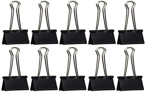 Rapesco - Caja de 10 pinzas/clips de 41mm, hasta 190 hojas, color negro