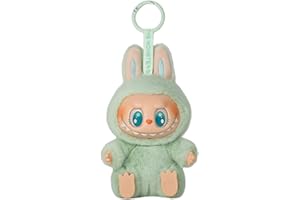 Siebkorb Labubu Popmart Plush Keychain, Pop Mart Labubu Monster Keychain Kuscheltier, 6.7 In Macarons Vinyl Face Pop Mart Plush Doll Keychain Toy Story Figuras Coleccionables (Verde Labubu Dos)