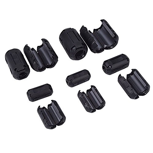 INIBUD Ferrite Noise Filters Ferritkern Filter Kabel Clips Ferrit Kern für 3mm 5mm 7mm 9mm 13mm Durchmesser Kabel 20 Stück Schwarz - 5
