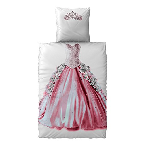 2-tlg. Kinder-Bettwäsche 135 x 200 cm | Baumwolle Renforcé 4-Jahreszeiten | CelinaTex 5000391 | rosa pink grün Prinzessin