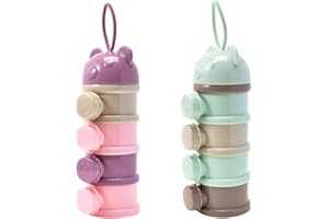 AMESOR Lait En Poudre, Doseur Lait,doseur Bébé Distributeur En Poudre Portable, 4 Couches, Boîte Doseuse Lait En Poudre Bébé, Récipient Collation Empilable Anti-déversement, 2