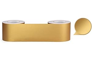 GUEST RUYUNLAI Frise Murale Autocollant Papier Peint Autocollant imperméable en PVC Plinthe Autocollant de cuisine et de salle de bain Décor MuralOr mat 12CM X 500CM