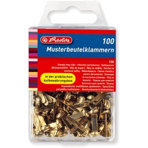 Preisvergleich Produktbild Herlitz 5 x Musterbeutelklammern rund Messing VE=100 Stück