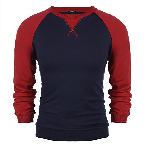 Coofandy Sudadera Hombre Cuello Redondo Winter Ajustada Elegante Azul Marino L