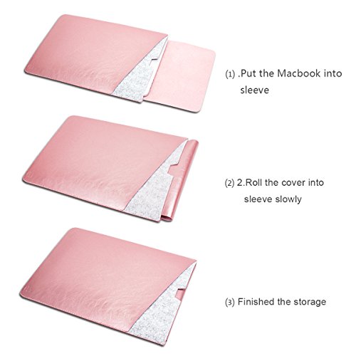 WALNEW 15 MacBook Pro 15 Zoll, Veröffentlicht in 2016, Schutzhülle, Hülle, Case, Cover, mit Zwei-Taschen-Design mit Geschütztem Inneren und Externem Mousepad,Roségold - 5