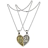 Sullery Shiv Jagdamba Heart Broken Style Best Friend Forever Gold and Silver Zinc Pendant for Men and Women