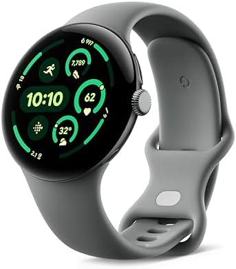 Google Pixel Watch 3 (45 mm) - Cassa in alluminio grigio opaco - Cinturino grigio verde - Wi-Fi