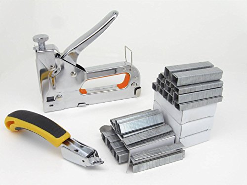 Handtacker Klammerheber Set Metall Tacker +3000 Klammern Nägel Klammergerät
