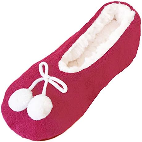Ladies Girls Ultra Cosy Soft Warm Corel Fleece House Slippers With Pom Pom Trim TO FIT UK 4-7