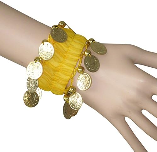 STIME TM Women Ladies Belly Dance Accessories Wrist Ankle Arm Cuffs Bracelets Yellow