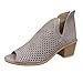 Produktbild YEARNLY 2019 New Peep-Toe-Schuhe der Retro Frauen niedrige Ferse hohlen Knöchel-starke Fersen-römische Schuhe Stiefeletten Stiefeletten Peeptoes Damen-Stiefel Sandalen Grau, Braun, Pink 35-43