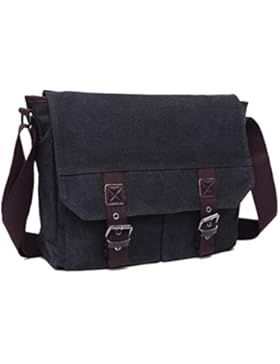 QINCAO Herren Canvas Schultertasche Vintage Canvas Umhängetasche Schultertasche Retro Messenger Bag 33x31x12 cm...