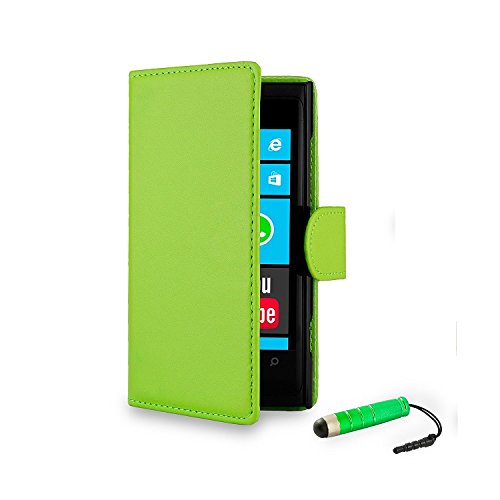 32nd PU-Lederhülle für Nokia Lumia 800 (inklusive Displayschutz, Reinigungstuch und Eingabestift, Buchform) Grün grün - 3