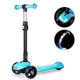 Ruedas de Flash LED:Cuando las ruedas están girando, el flash de las tres ruedas se encenderá. Especialmente por la noche, el flash agregará más diversión al juego de los niños. El scooter equipado un freno sensible trasero. La cubierta del patinete tiene una superficie antideslizante.