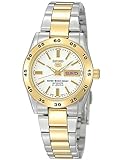 Seiko Damen 26 mm zwei Ton Stahl Armband Stahl Fall Automatische weiß Dial Analog Armbanduhr SYMG42 K1