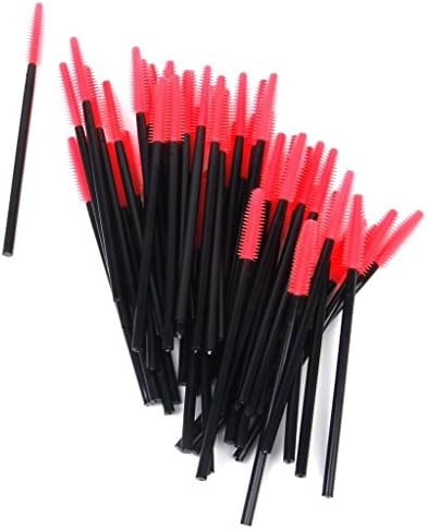 PriMI Approx. 50Pcs Disposable Eyelash Brush Mascara Wands Applicator Black and Red