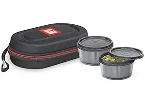 Milton Nutri Stainless Steel Insulated Tiffin Set, 320ml, Set of 2, Black