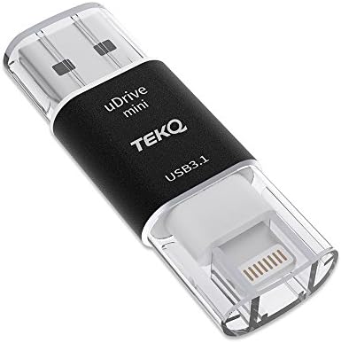 [Apple MFI Certified] TEKQ Mini uDrive microSD Card Reader to Lightning, USB 3.0 Flash Drive for Memory Expansion, made for iPhone, iPad, iPod, Mac and Windows PC(Memory Card Not Included)(Black)