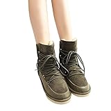 TianWlio Stiefel Frauen Herbst Winter Schuhe Stiefeletten Boots Mode Wildleder Bogen High Heel Stiefel Dicke Ferse Seitlichem Reißverschluss Armeegrün 35