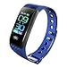 Produktbild WSW Unisex Smart Armband Smartwatch Android IOS Bluetooth Smart Sport Wasserdicht Pulsmesser Blutdruckmessung Schrittzähler Anruferinnerung Schlaf Fashion Intelligence (Farbe : Blue)