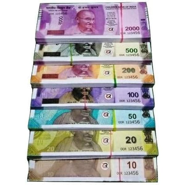 Truvic Currency 350 Note For Kids 50 Units Each Denomination All New 10 20 50 100 200 500 2000 Artificial Playing Currency Learn Money Skills Fake Money Dummy Note Multi Color Amazon In Toys Games