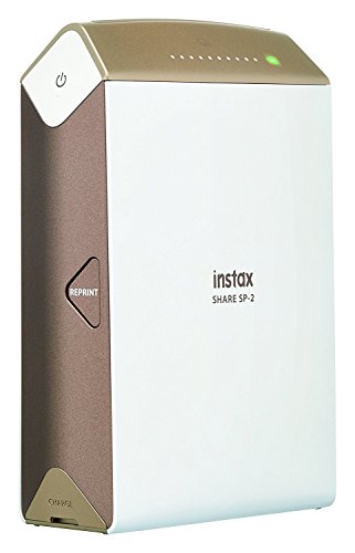 Bundle: Gold Fuji Instax SHARE SP-2 Smartphone WiFi Portable Instant Photo Printer + 20 Instax Mini Prints + Spare NP-45 Battery and Mains / USB Charger ( Wireless Printer For iPhone iPad and Android, Print instant credit card sized photos from your phone or tablet wirelessly, personalise your prints with templates and styles )