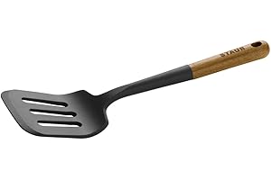 STAUB 40503-102 Espátula Madera de Acacia 31 cm, Color Negro, Silicona