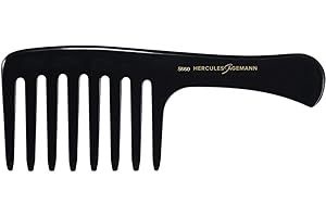 ‎HERCULES SÄGEMANN HERCULES SÄGEMANN - Premium Lockenkamm | Hochwertiger Naturkautschuk Lockenkamm für sanftes Kämmen ohne Haarbruch. Ideal für Locken und lange Haare. | Farbe: Schwarz | Größe: 9 Zoll