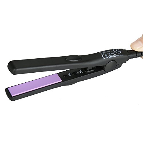 MHD Professional Reisegröße 0,5 inch Mini Bügeleisen Turmalin Keramik Schwarz Haar Glätteisen - 2