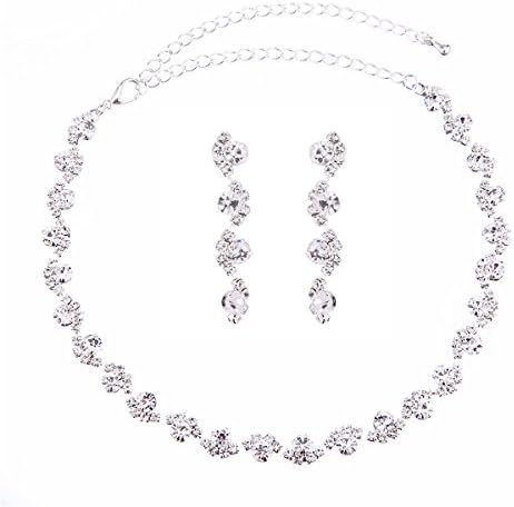 FANCY LOVE Circle Crystal Rhinestone Bridal Necklace Earrings Jewelry Sets (F14)
