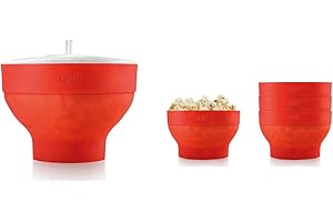Lékué Zestaw Popcorn XL + 4 silikonowe miski do mikrofalówki, czerwony