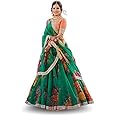 Zeel Clothing Women's Floral Organza Semi Stitched Lehenga Choli with Dupatta (7026-Floral-Wedding-Latest-Lehenga_Free)
